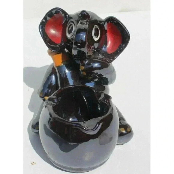 Vintage Elephant Ashtray Hand Painted Royal Japan Glazed MCM - Picture 5 of 6